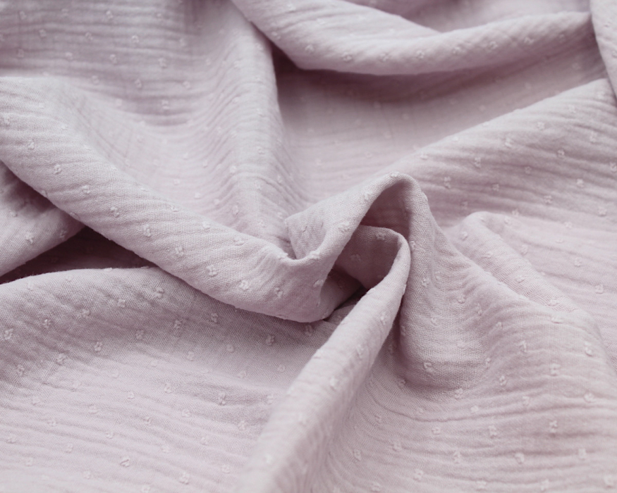 Double gaze de coton BIO plumetis lilas pastel