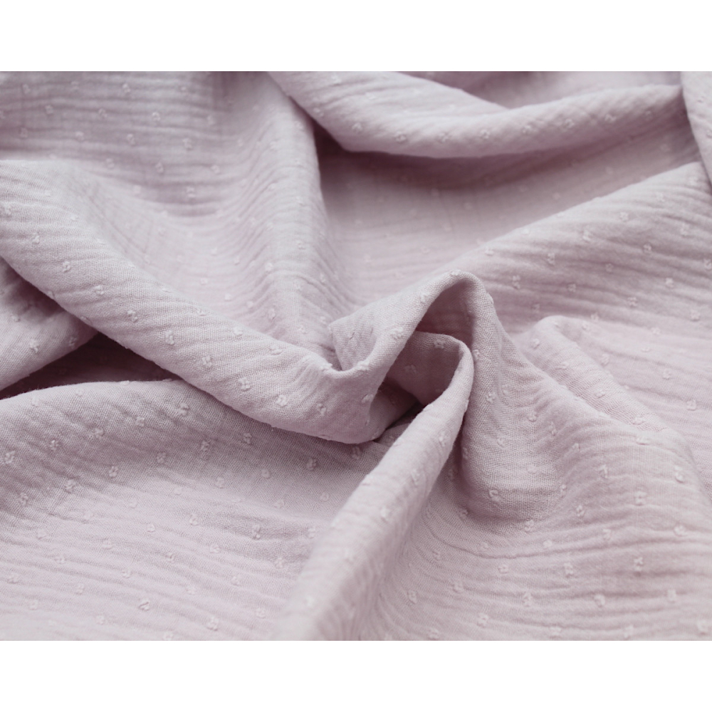 Double gaze de coton BIO plumetis lilas pastel