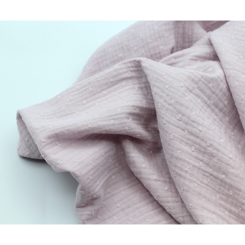 Double gaze de coton BIO plumetis lilas pastel