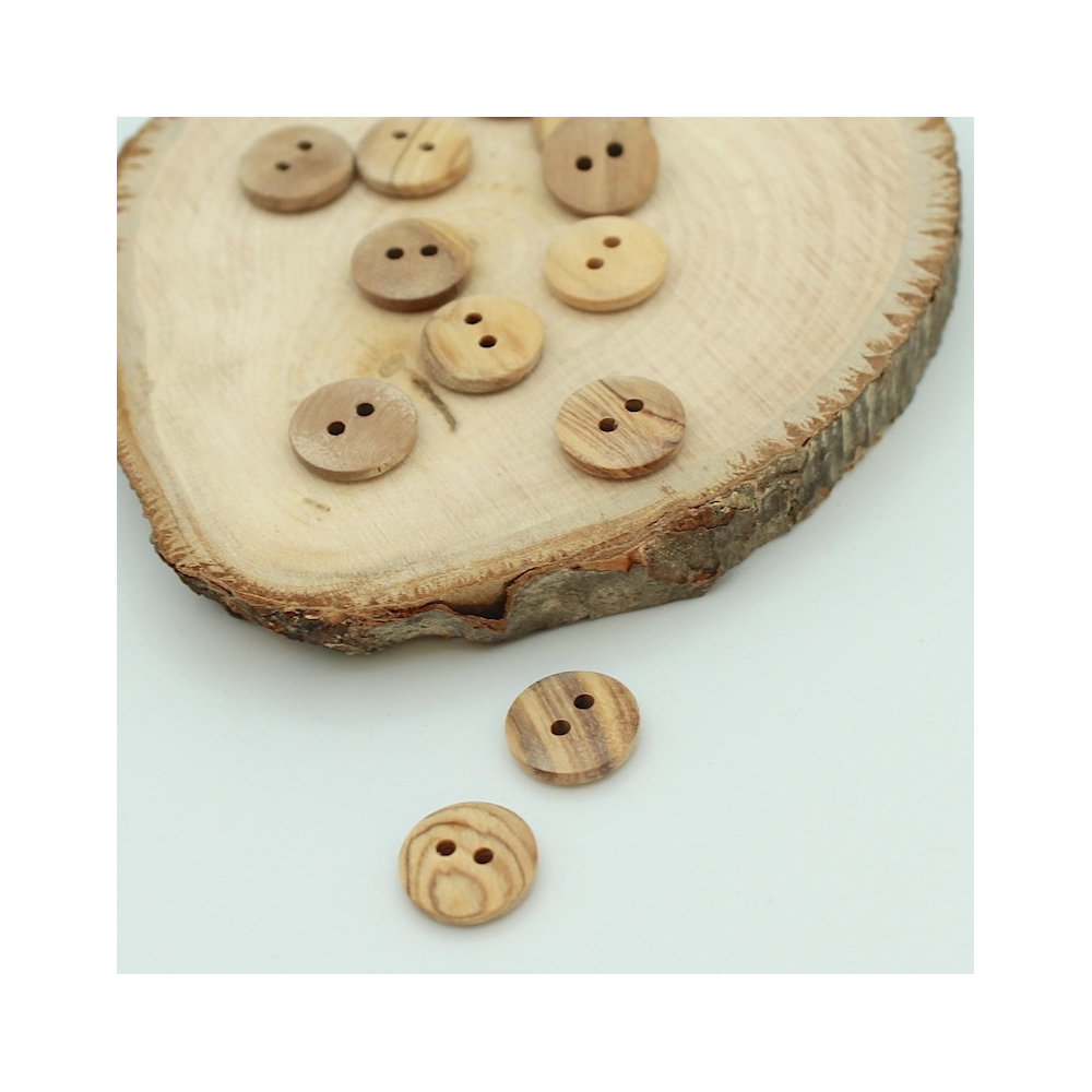 Bouton de bois naturel ( 13mm / 15mm / 18mm)