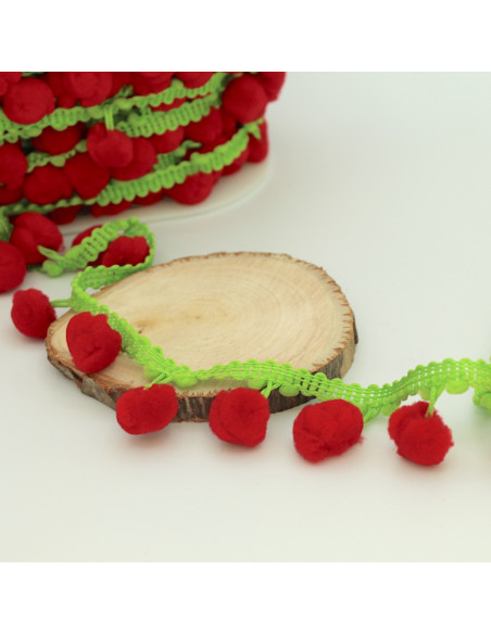 Galon pompons multicolores 35mm x 1m