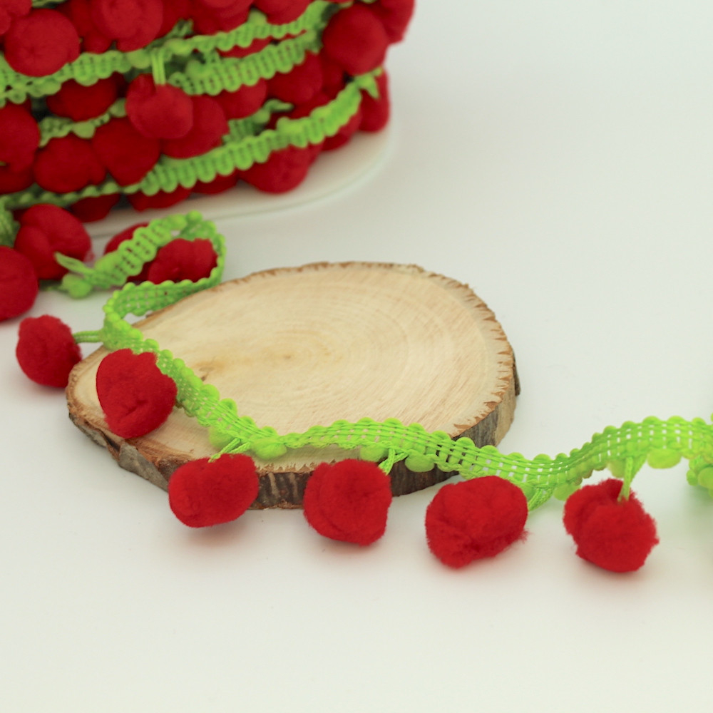Galon pompons multicolores 35mm x 1m