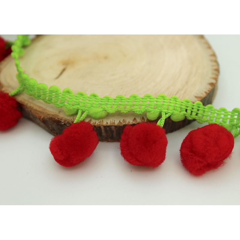 Galon pompons multicolores 35mm x 1m