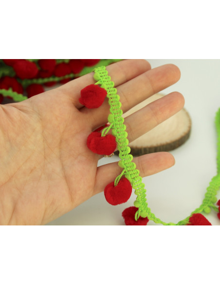 Galon pompons multicolores 35mm x 1m