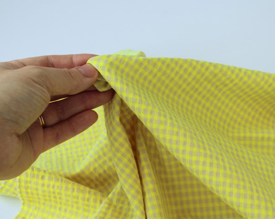 Seersucker / Coton gaufré vichy mini jaune fluo
