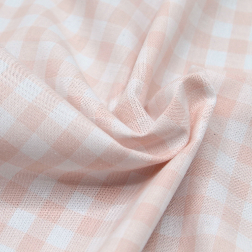 Coton vichy carreaux nude et blanc 10mm Qualité Oeko-tex - 1