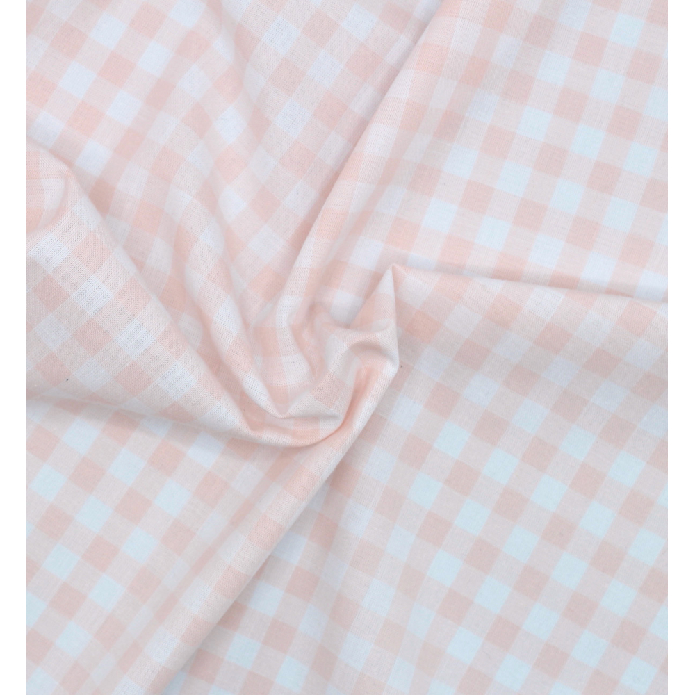 Coton vichy carreaux nude et blanc 10mm Qualité Oeko-tex - 3