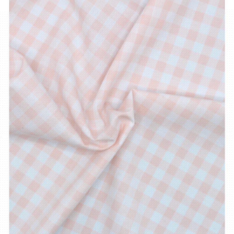 Coton vichy carreaux nude et blanc 10mm Qualité Oeko-tex - 3