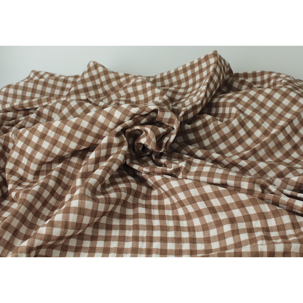 Double gaze de coton BIO exclusif vichy camel Tissus issus de l'agriculture biologique  - 4