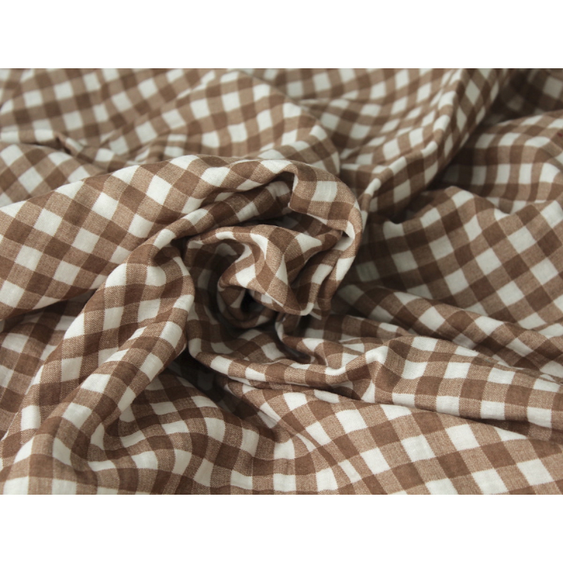 Double gaze de coton BIO exclusif vichy camel Tissus issus de l'agriculture biologique  - 5