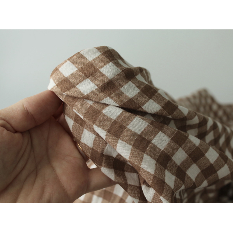 Double gaze de coton BIO exclusif vichy camel Tissus issus de l'agriculture biologique  - 7