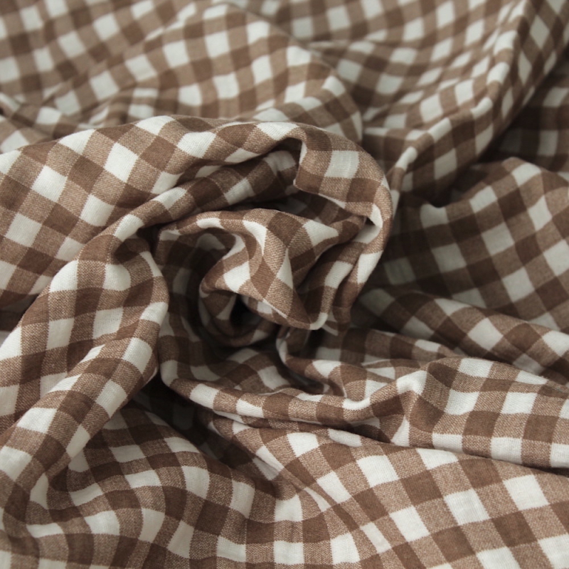 Double gaze de coton BIO exclusif vichy camel Tissus issus de l'agriculture biologique  - 3