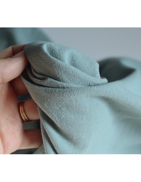 Coton lavé bio coloris vert sauge claire