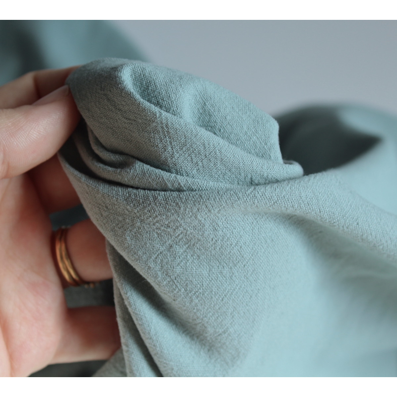 Coton lavé bio coloris vert sauge claire