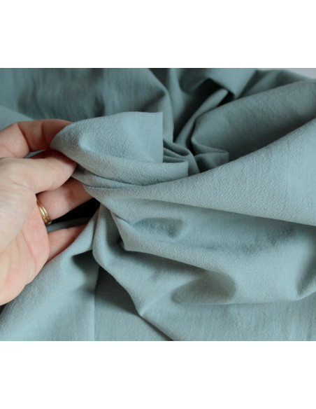 Coton lavé bio coloris vert sauge claire
