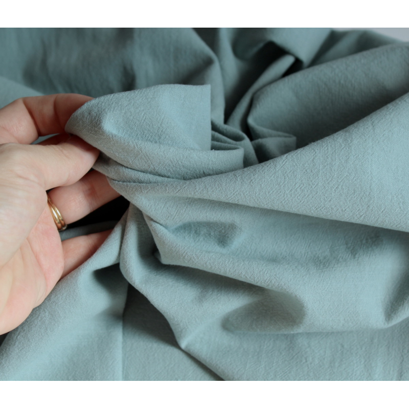 Coton lavé bio coloris vert sauge claire