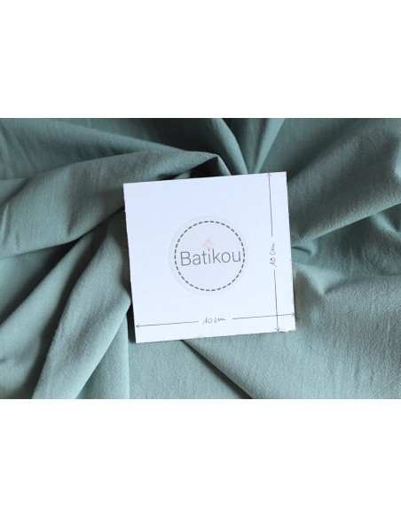 Coton lavé bio coloris vert sauge claire