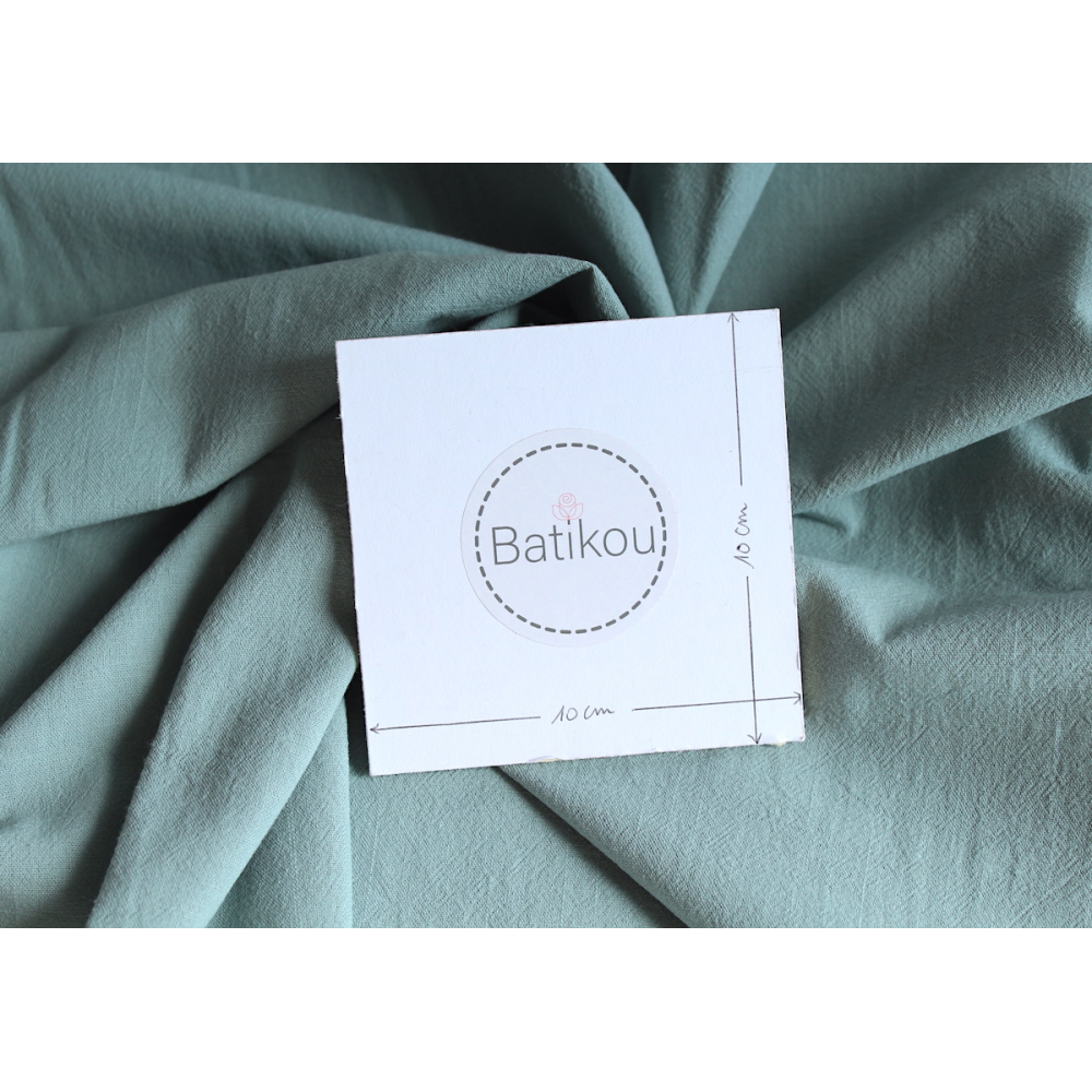 Coton lavé bio coloris vert sauge claire