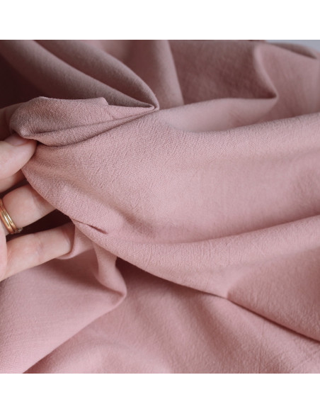 Coton lavé bio coloris vieux rose poudré