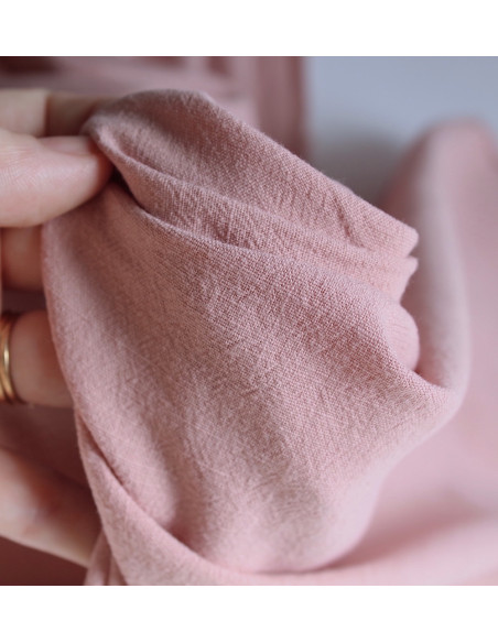 Coton lavé bio coloris vieux rose poudré