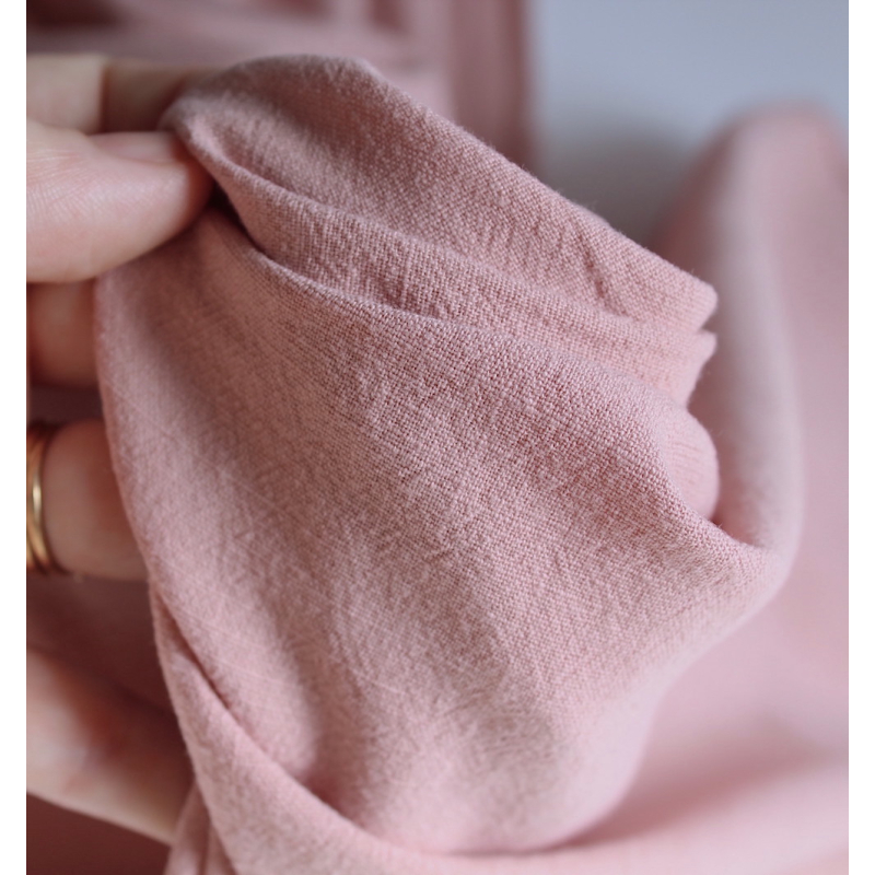 Coton lavé bio coloris vieux rose poudré