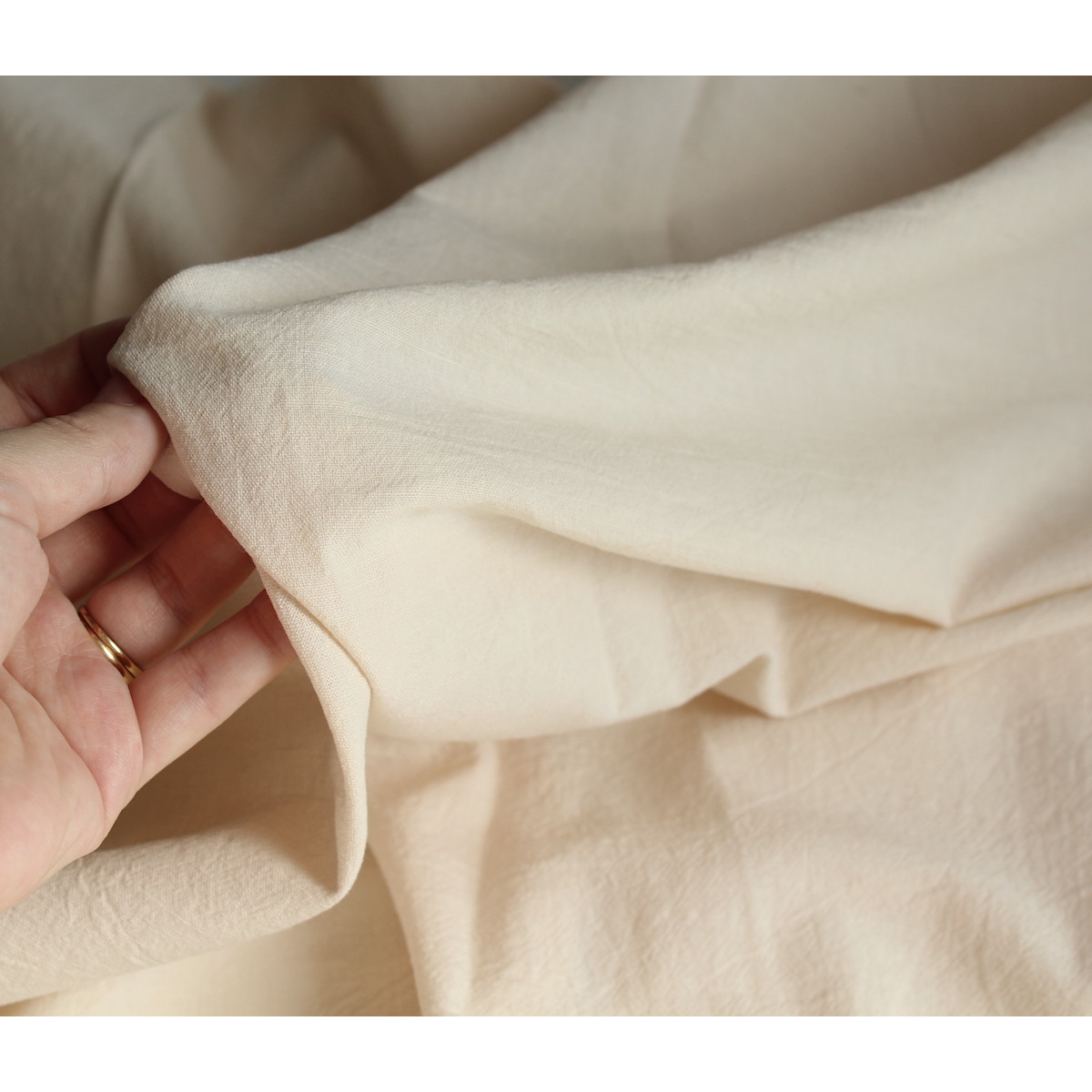 Coton lavé bio coloris vanille Qualité Oeko-tex - 2 Coton lavé bio coloris vanille Qualité Oeko-tex - 2