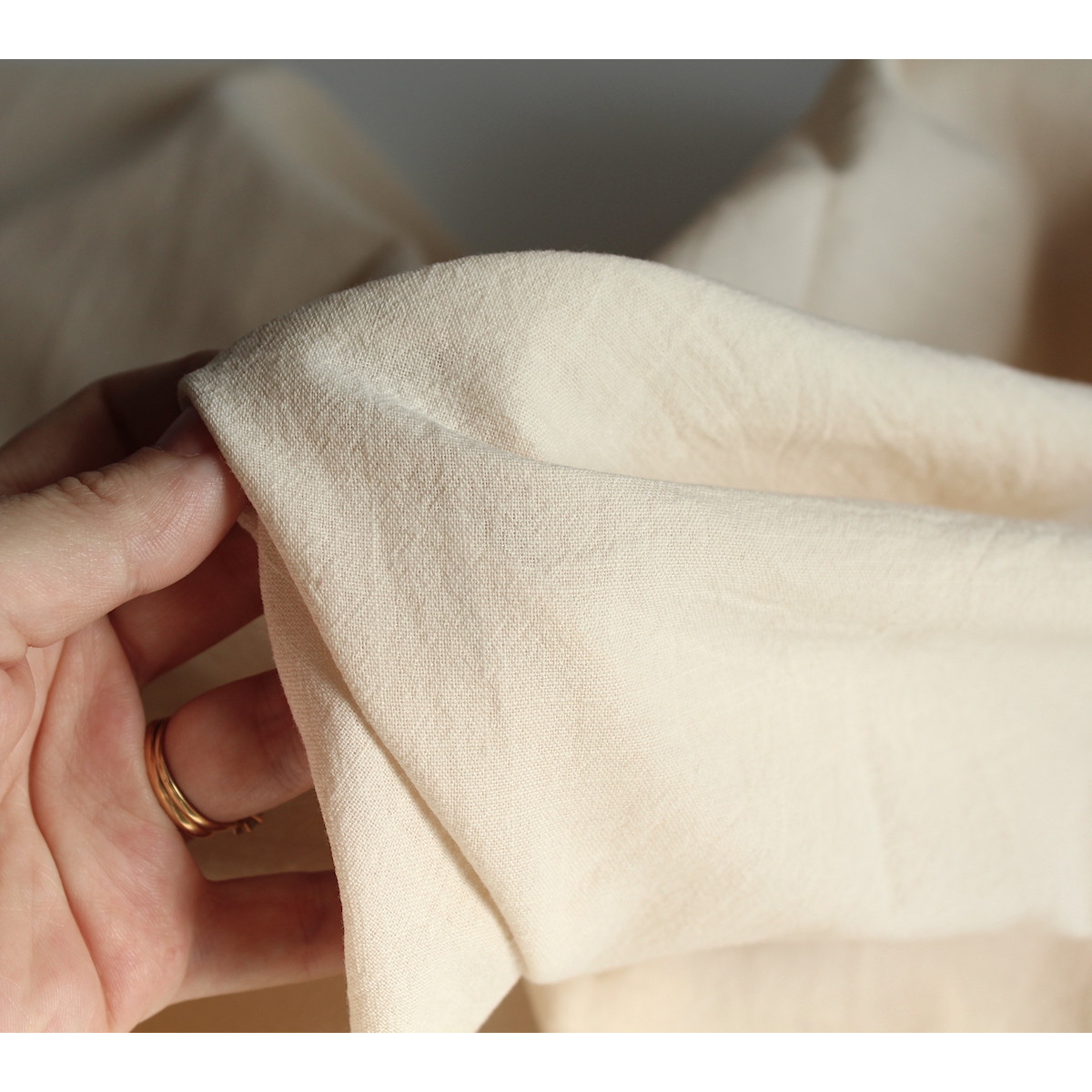 Coton lavé bio coloris vanille Qualité Oeko-tex - 6 Coton lavé bio coloris vanille Qualité Oeko-tex - 6