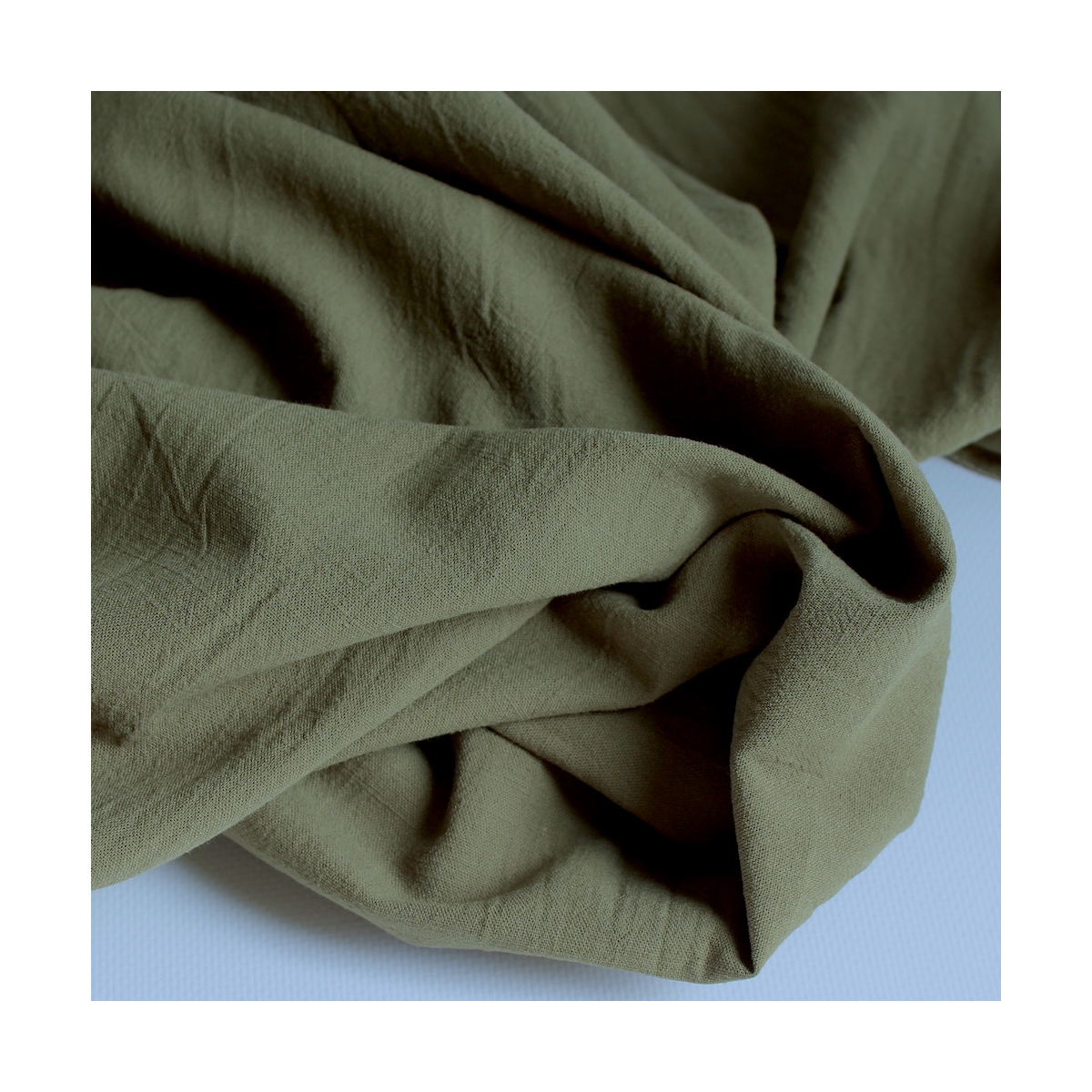 Coton lavé bio coloris kaki Qualité Oeko-tex - 1