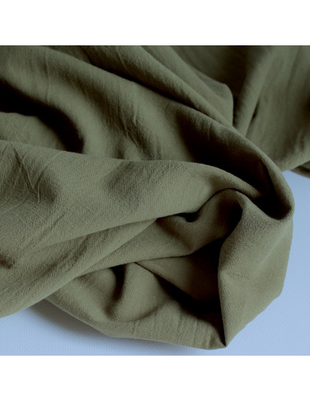Coton lavé bio coloris kaki Qualité Oeko-tex - 1