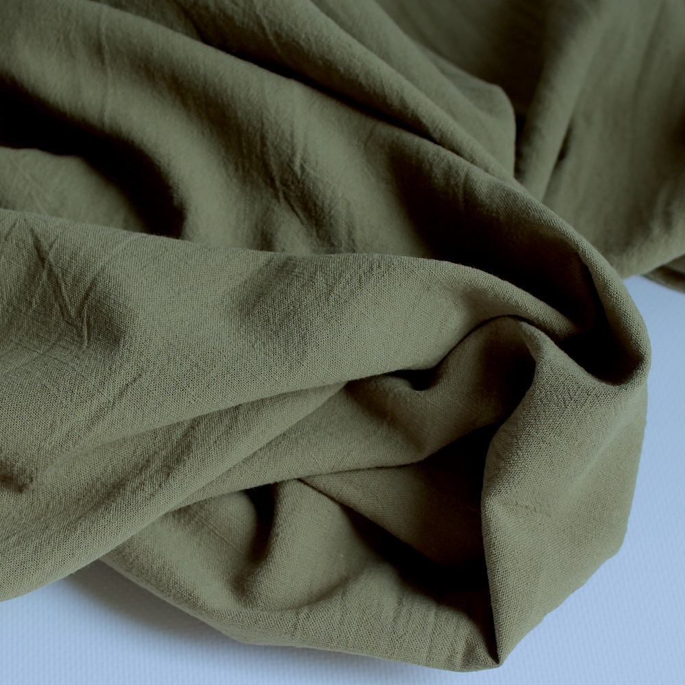 Coton lavé bio coloris kaki Qualité Oeko-tex - 1