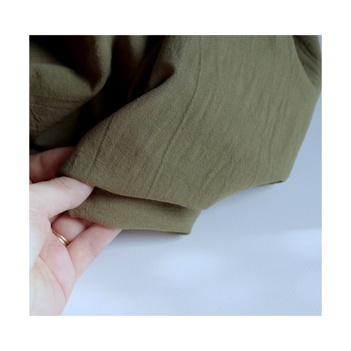 Coton lavé bio coloris kaki Qualité Oeko-tex - 2