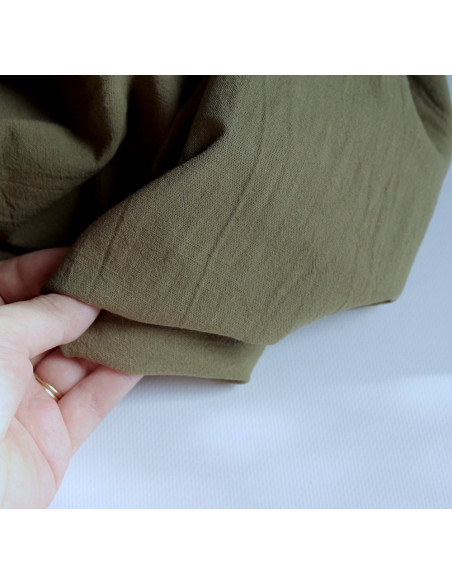 Coton lavé bio coloris kaki Qualité Oeko-tex - 2