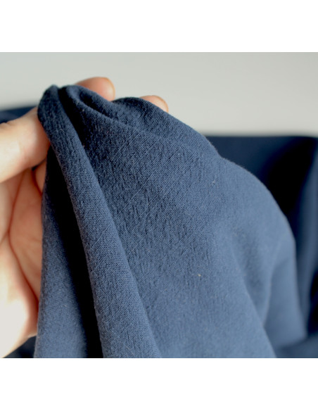 Coton lavé bio coloris bleu marine