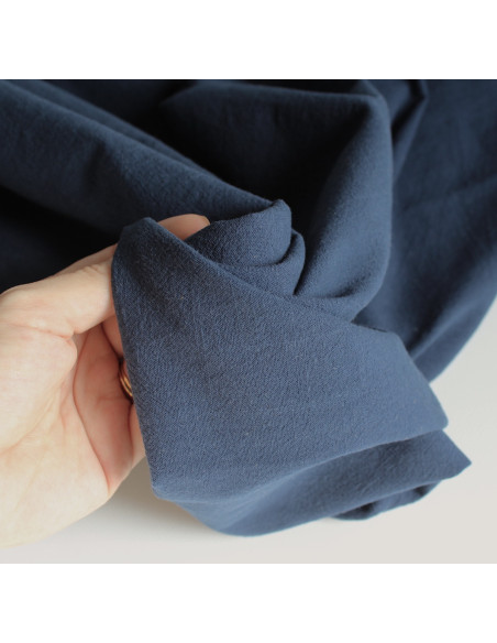 Coton lavé bio coloris bleu marine