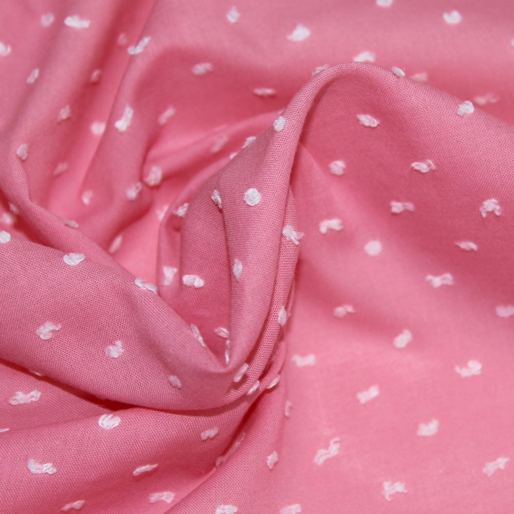 Plumetis de coton bicolore sorbet fraise