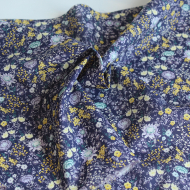 Serena - Batiste de coton bio SILKYNE à imprimé fleuri fond aubergine