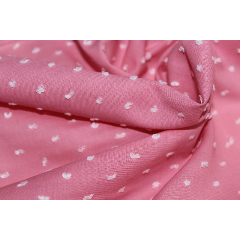 Plumetis de coton bicolore sorbet fraise