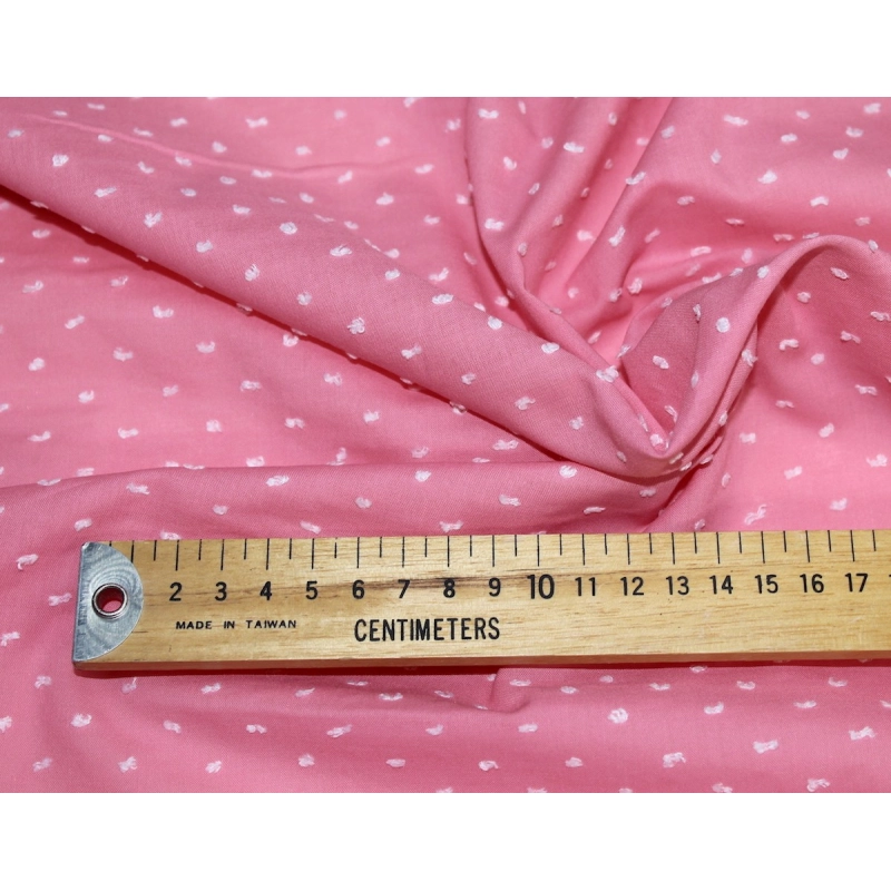 Plumetis de coton bicolore sorbet fraise