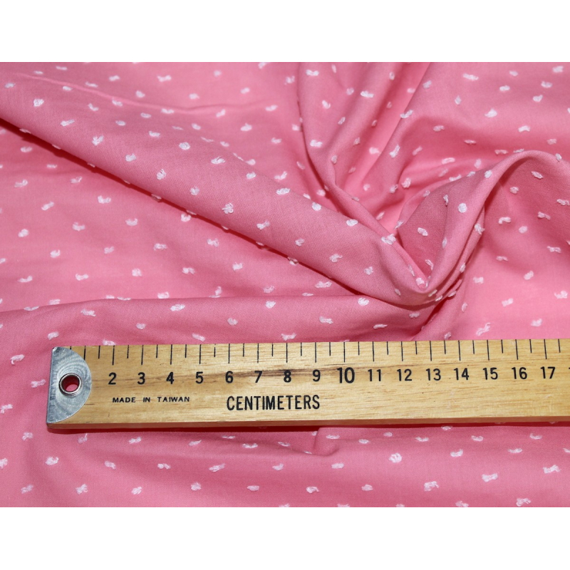 Plumetis de coton bicolore sorbet fraise