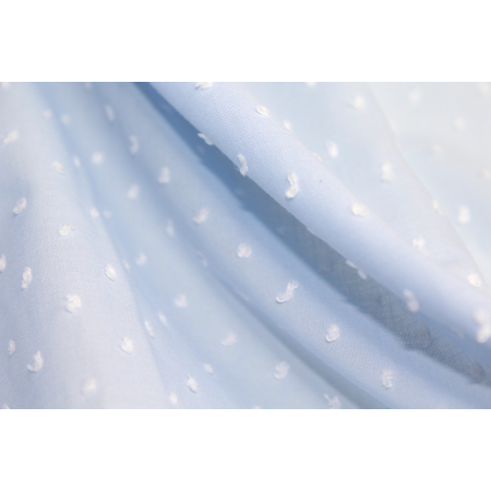 Plumetis de coton bicolore bleu poudré Plumetis de coton bicolore bleu poudré