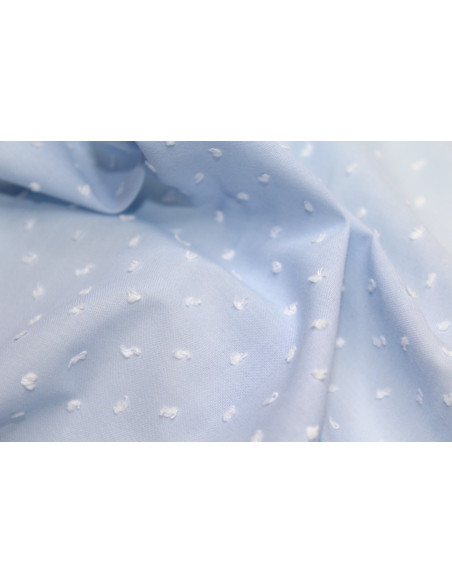 Plumetis de coton bicolore bleu poudré