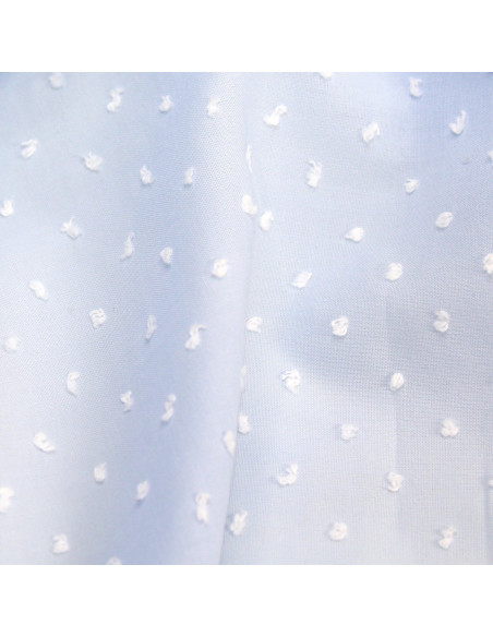 Plumetis de coton bicolore bleu poudré