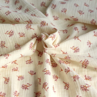 Double gaze de coton Judy écru motifs fleuris