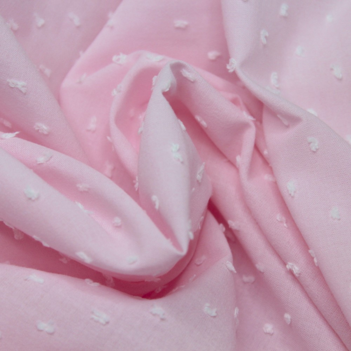 Plumetis de coton bicolore rose poudré