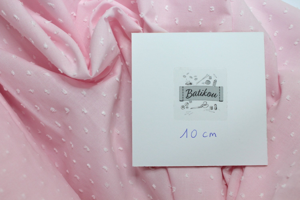 Plumetis de coton bicolore rose poudré