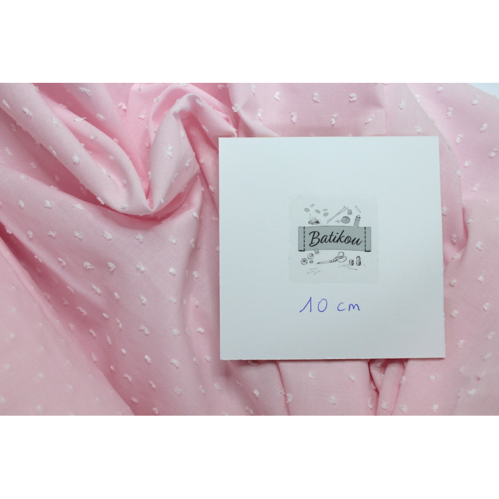 Plumetis de coton bicolore rose poudré