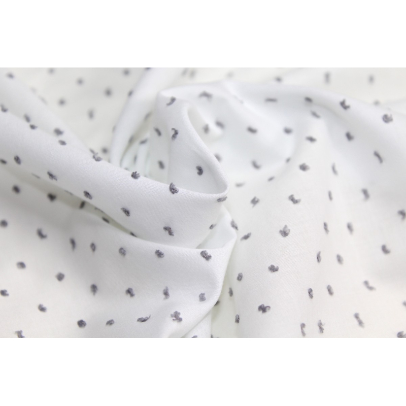 Plumetis de coton bicolore blanc gris