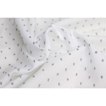 Plumetis de coton bicolore blanc gris Plumetis de coton bicolore blanc gris