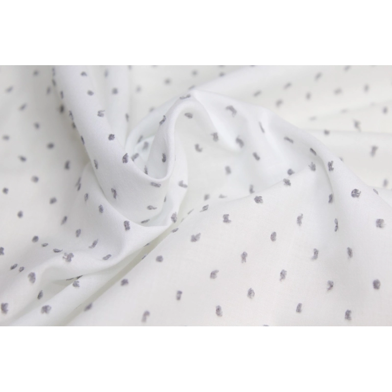 Plumetis de coton bicolore blanc gris