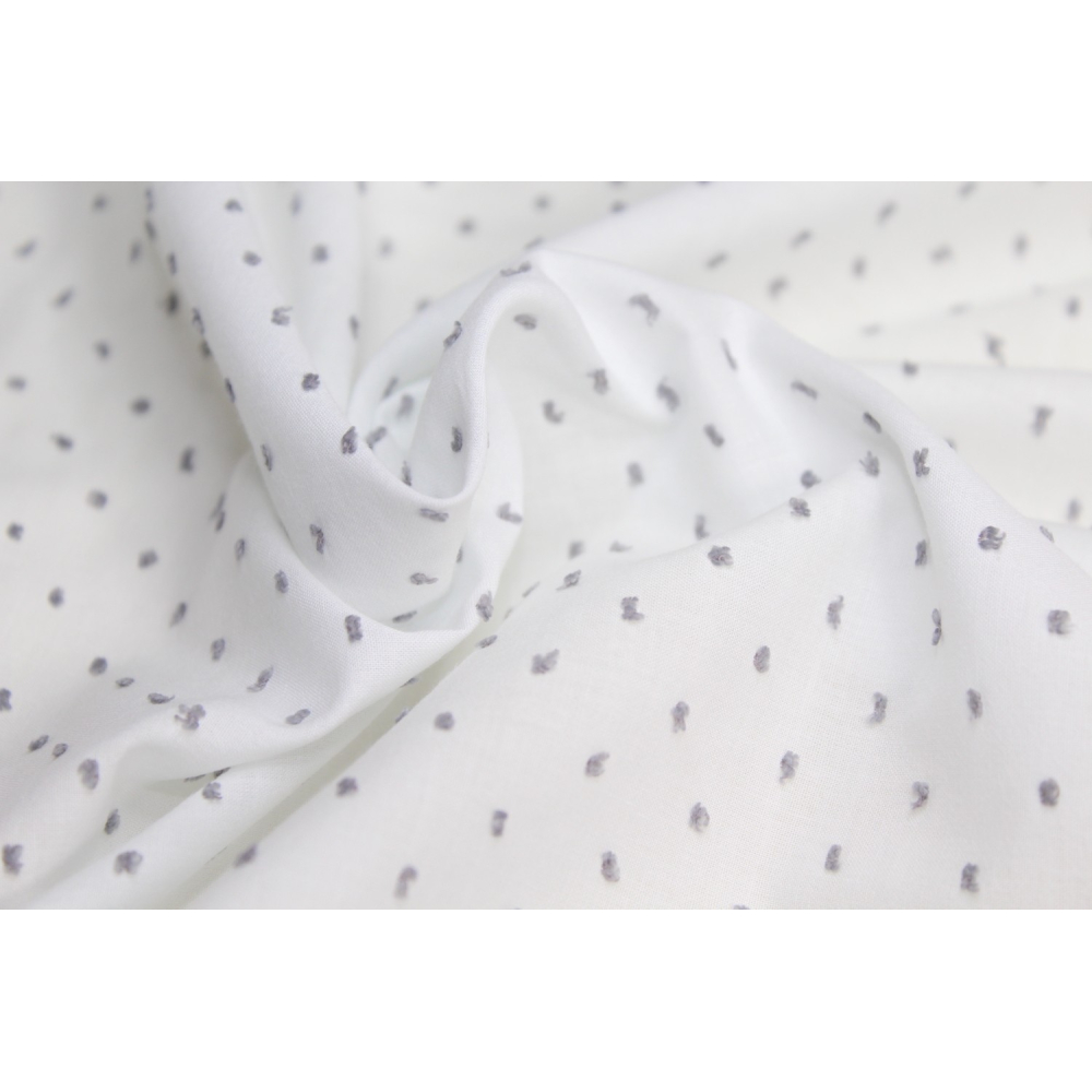 Plumetis de coton bicolore blanc gris